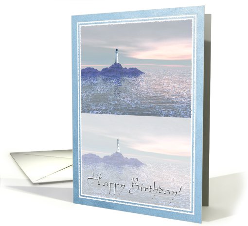 Blue Lighthouse, Happy Birthday card (729044)