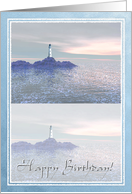 Blue Lighthouse, Happy Birthday card