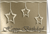 Gold Stars, Happy Birthday on Christmas card