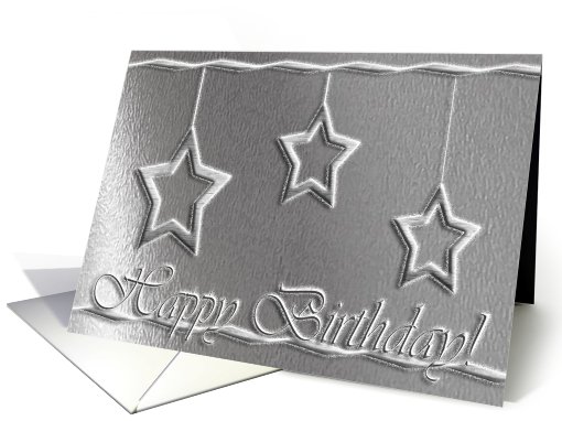 Silver Stars, Happy Birthday on Christmas card (729572)