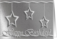 Silver Stars, Happy Birthday on Christmas card