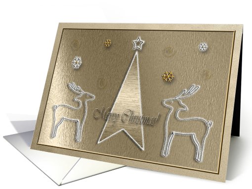 Reindeer on Gold, Merry Christmas card (730708)