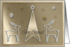 Reindeer on Gold, Merry Christmas card