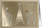 Reindeer on Gold, Birthday on Christmas card