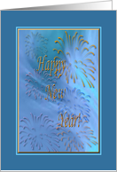 Fireworks, New Year Greetings, Blue card
