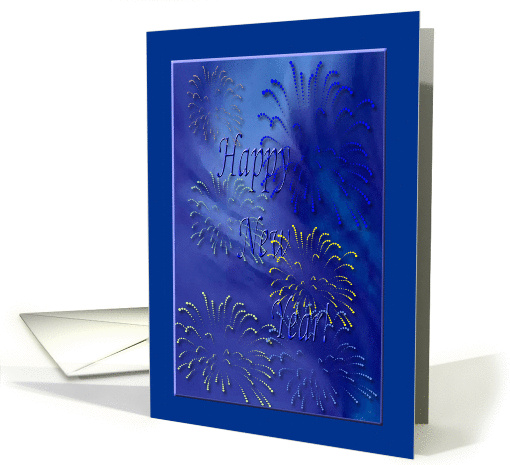Fireworks, New Year Greetings, Dark Blue card (732092)