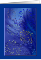 Fireworks, New Year Greetings, Dark Blue card