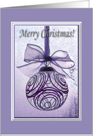 Purple Ornament with Bow, Merry Christmas, New Address card