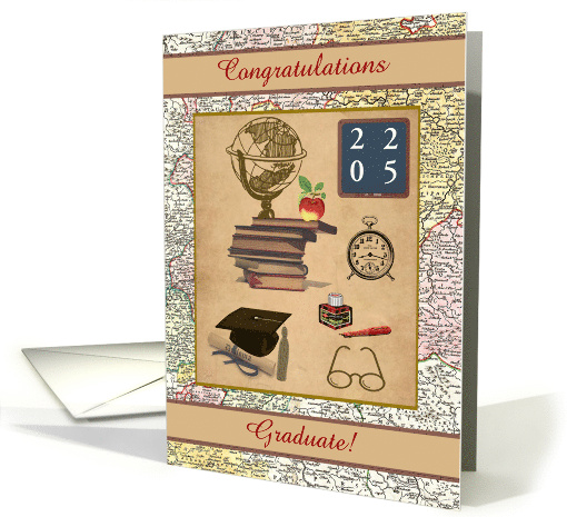 Vintage Graduation, Congratulations, 2025, Custom Text card (739450)