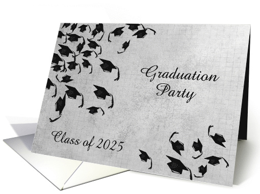 Caps in the Air, 2025 Graduation, Black and Silver,... (739454)
