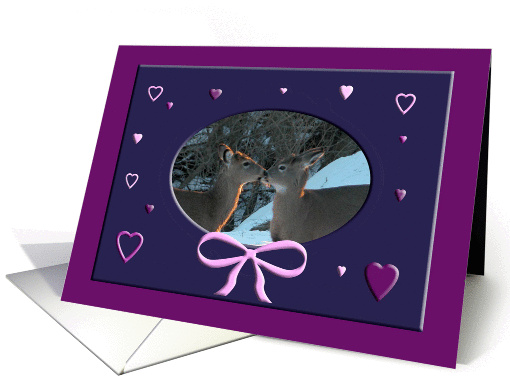 Birthday on Valentine's Day, Kissing Deer card (739471)