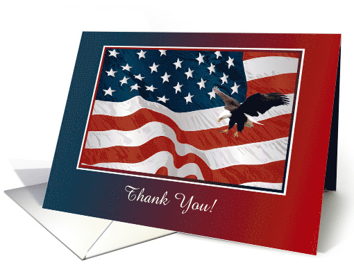 Eagle Landing on American Flag, Thank you, Eagle Scout Project card