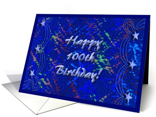 Colors and Stars, Happy 100th Birthday, Blue card (756874)