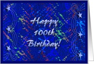 Colors and Stars, Happy 100th Birthday, Blue card