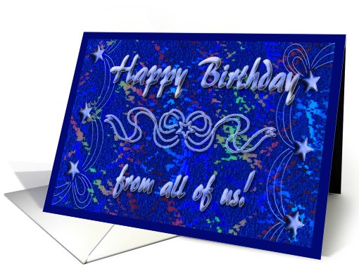 Colors and Stars, Happy Birthday from all of us, Blue card (756888)