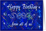 Colors and Stars, Happy Birthday from all of us, Blue card