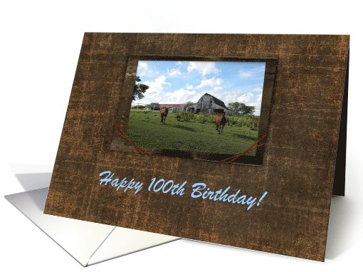 Happy 100th Birthday, Friendly Welcome from Horses card (760975)