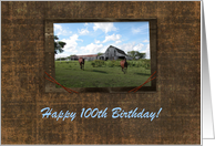 Happy 100th Birthday, Friendly Welcome from Horses card