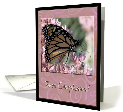 Buon Compleanno, Happy Birthday in Italian, Beautiful Butterfly card