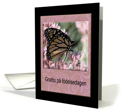 Happy Birthday in Swedish, Beautiful Butterfly card (771168)