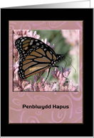 Beautiful Monarch Butterfly, Penblwydd Hapus, Happy Birthday in Welsh card