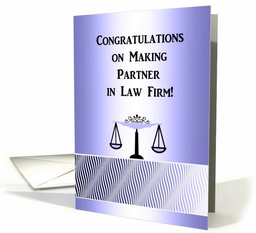 Congratulations Making Partner in Law Firm, Scales in Blue card