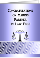 Congratulations Making Partner in Law Firm, Scales in Blue card