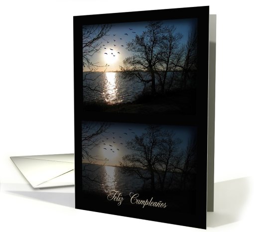 Across the lake, Feliz Cumpleaos, Happy Birthday in Spanish card