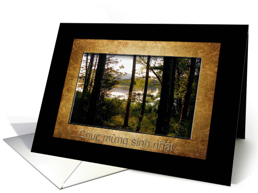 Mountain Forest Lake, Happy Birthday in Vietnamese card (783518)