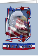 Thank you, Military Service, Patriotic Eagle of Red, White, and Blue card