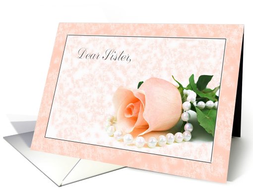 Bridesmaid Request to Sister, Peach Rose with Pearls card (795123)