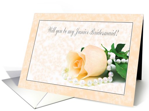 Junior Bridesmaid Request, Yellow Rose with Pearls card (795741)