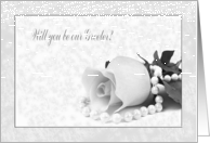 Greeter Request, Black and White Rose with Pearls card