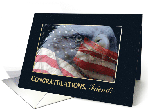 Congratulations, Friend, Eagle with Flag in the Clouds card (796553)