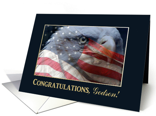 Congratulations, Godson, Eagle with Flag in the Clouds card (796554)