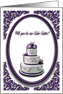 Will you be our Cake Cutter?, Wedding Cake, Purple card