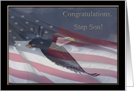 Congratulations Eagle Scout, Step Son, Flying Eagle card