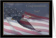 Congratulations Eagle Scout, Son, Flying Eagle card