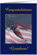 Congratulations Eagle Scout, Grandson, Flying Eagle, Custom Text card