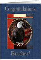 Congratulations Eagle Scout, Brother, Proud Eagle with Stars card