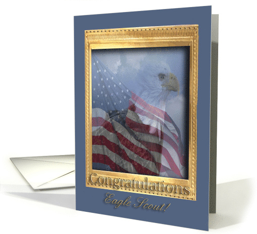 Congratulations Eagle Scout, Profile of the Eagle with Flag card