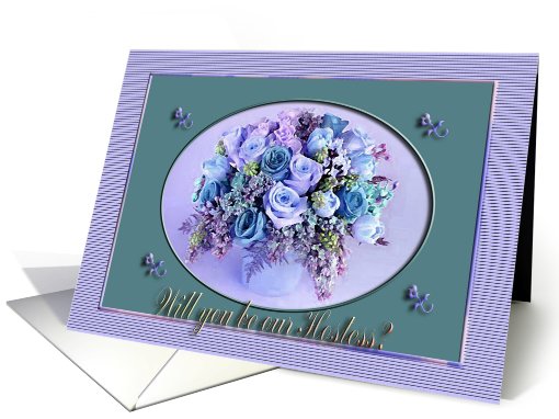 Hostess Request, Vase of Roses, Purple and Green card (802355)