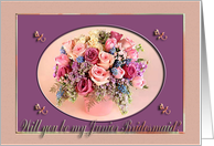 Junior Bridesmaid Request, Vase of Roses, Pink card