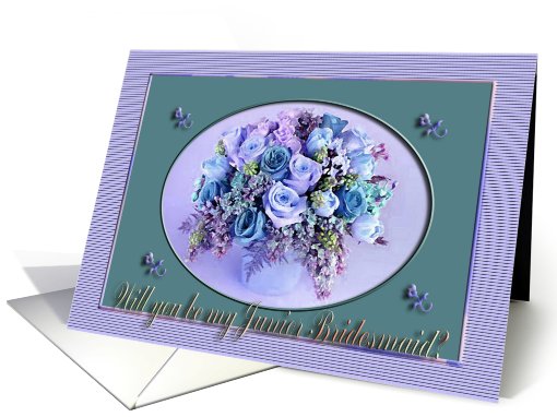 Junior Bridesmaid Request, Vase of Roses, Purple card (802701)