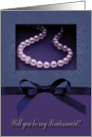 Bridesmaid Request, Pearl-look on Slate Blue Gray and Purple with Bow-like card