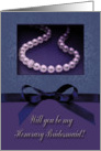 Honorary Bridesmaid Request, Pearl-look on Slate Blue Gray and Purple with Bow-like card