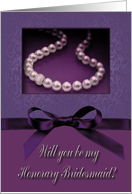 Honorary Bridesmaid Request, Pearl-look on Plum Purple with Bow-like card