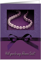 Flower Girl Request, Pearl-look on Plum Purple with Bow-like card