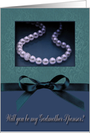 Godmother Sponsor Request, Pearl-look on Teal Cyan with Bow-like card