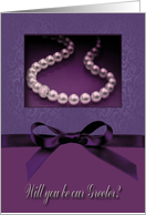 Greeter Request, Pearl-look on Plum Purple with Bow-like card